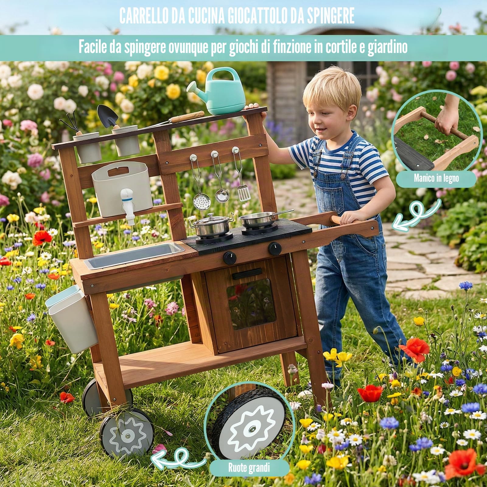 WOODENFUN Cucina giocattolo in legno per bambini