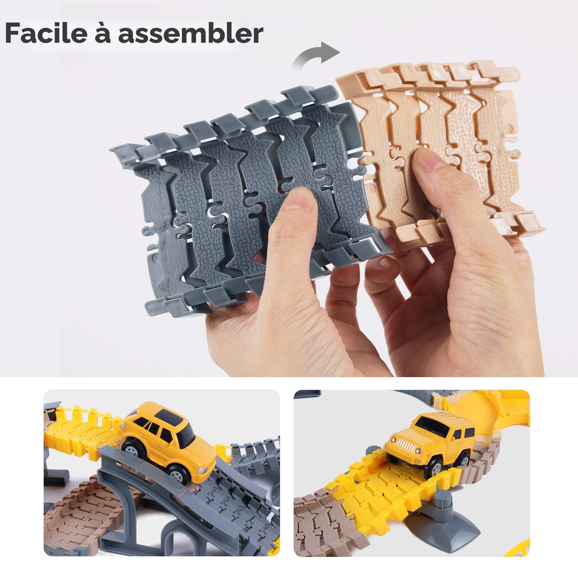 TUMAMA Circuit Voiture Electrique Enfant 3 4 5 6 7 8 Ans, Électrique Circuit De Course avec 8 Camions, Jouet Train Track Chantier Set, Flexibles Véhicules pour Garçons Cars Jeux Educatif Cadeau