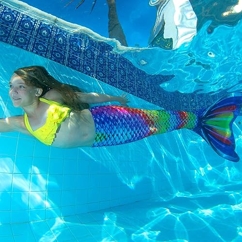 Miniatura 7 de Fin Fun - Cola de sirena auténtica para niños, resistente al desgaste, para nadar, monoaleta incluida