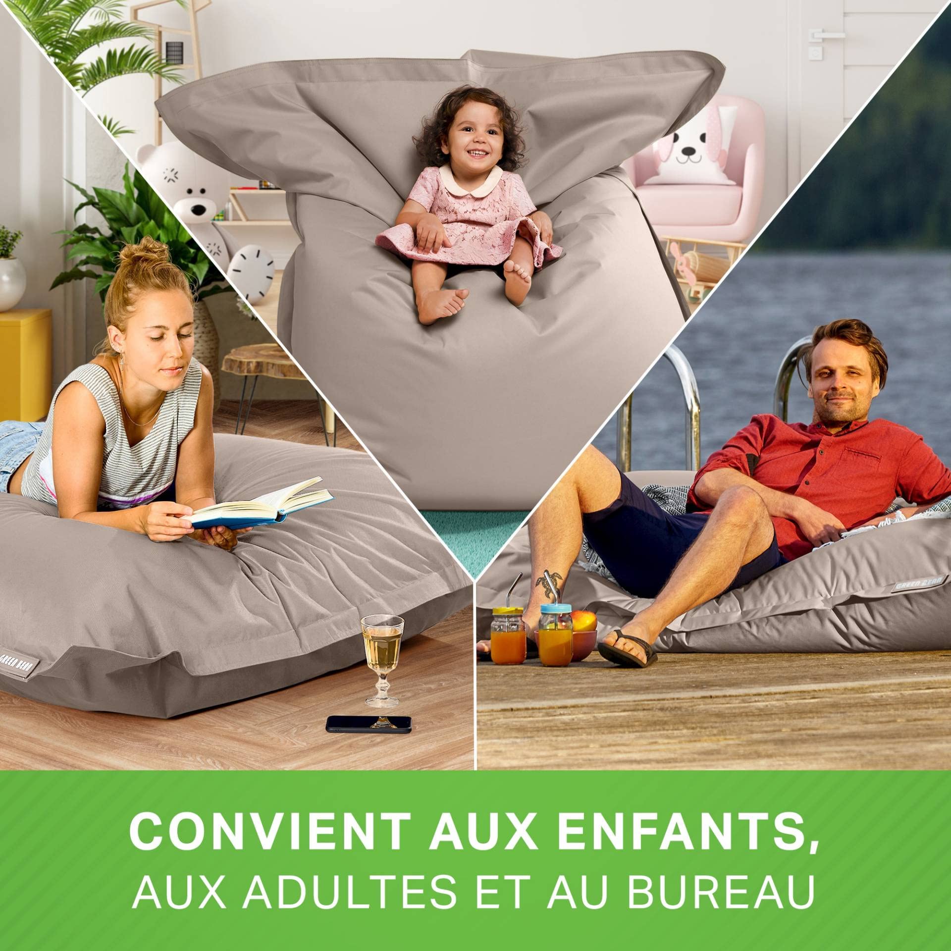 Poltrona A Sacco Square XL 120x160 Cm - Fodera In PVC Esterna, Lavabile, Colore Turchese - Foto 7