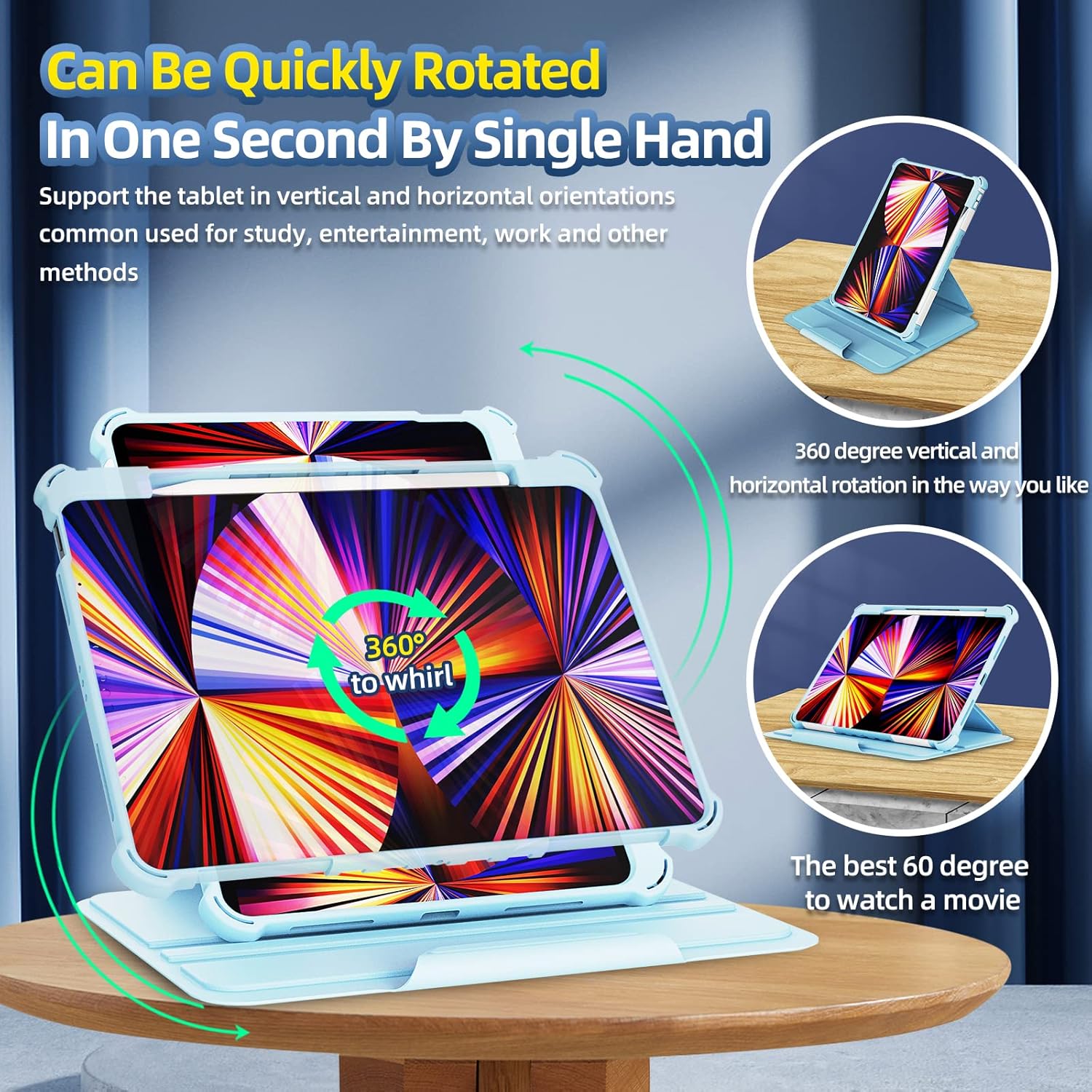 Rotating Case for iPad Pro 11" 4th/3rd/2nd Gen, iPad Pro 11 Smart Cover with Pencil Holder, Techcircle Hybrid TPU+PC Magnetic Cover Soft Bumper Slim Fit Folio Shockproof Protective Case-Midnight Green