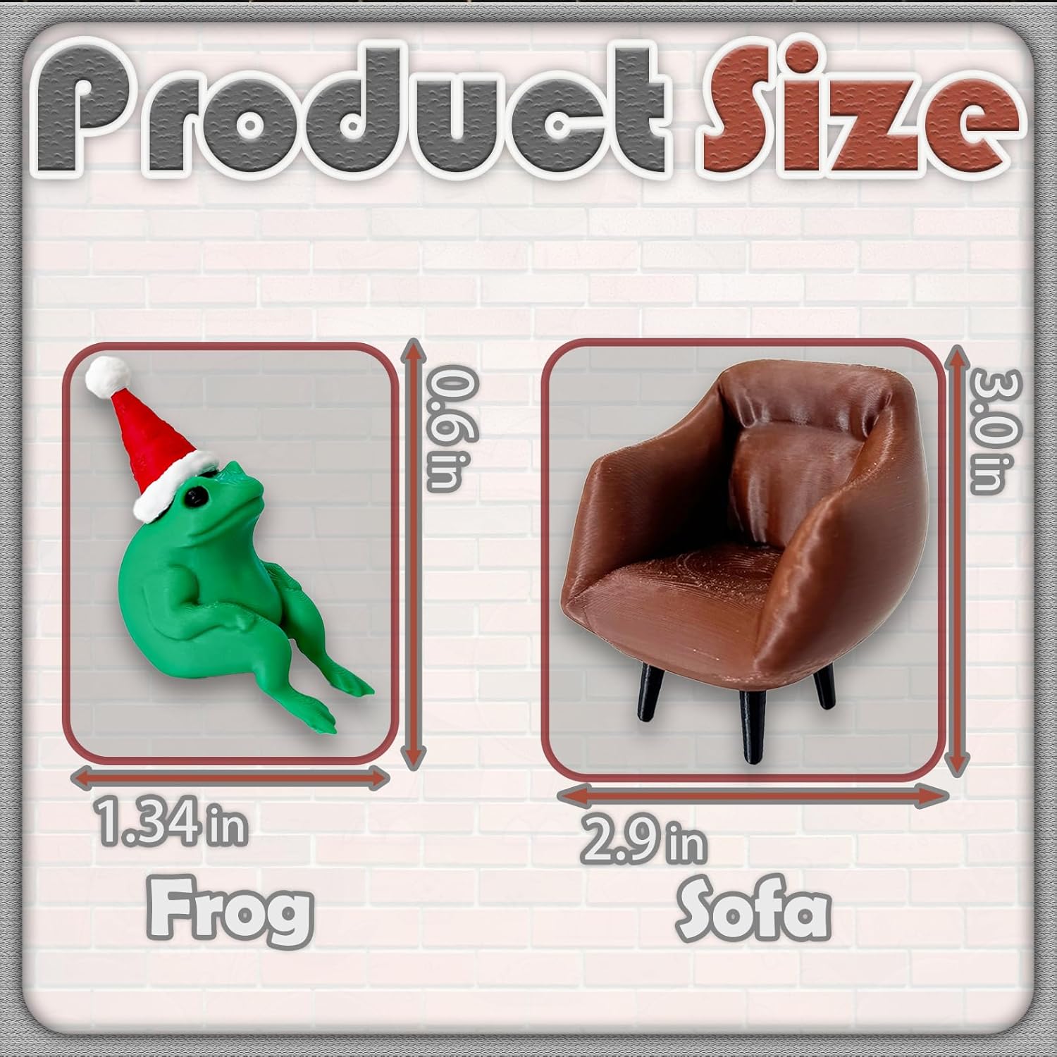 3D Printed Frog Fidget Mini Animals Figures Set, Miniature Sofa Arm Chair Living Room Furniture, Home Office Decor Ornaments for Desktop