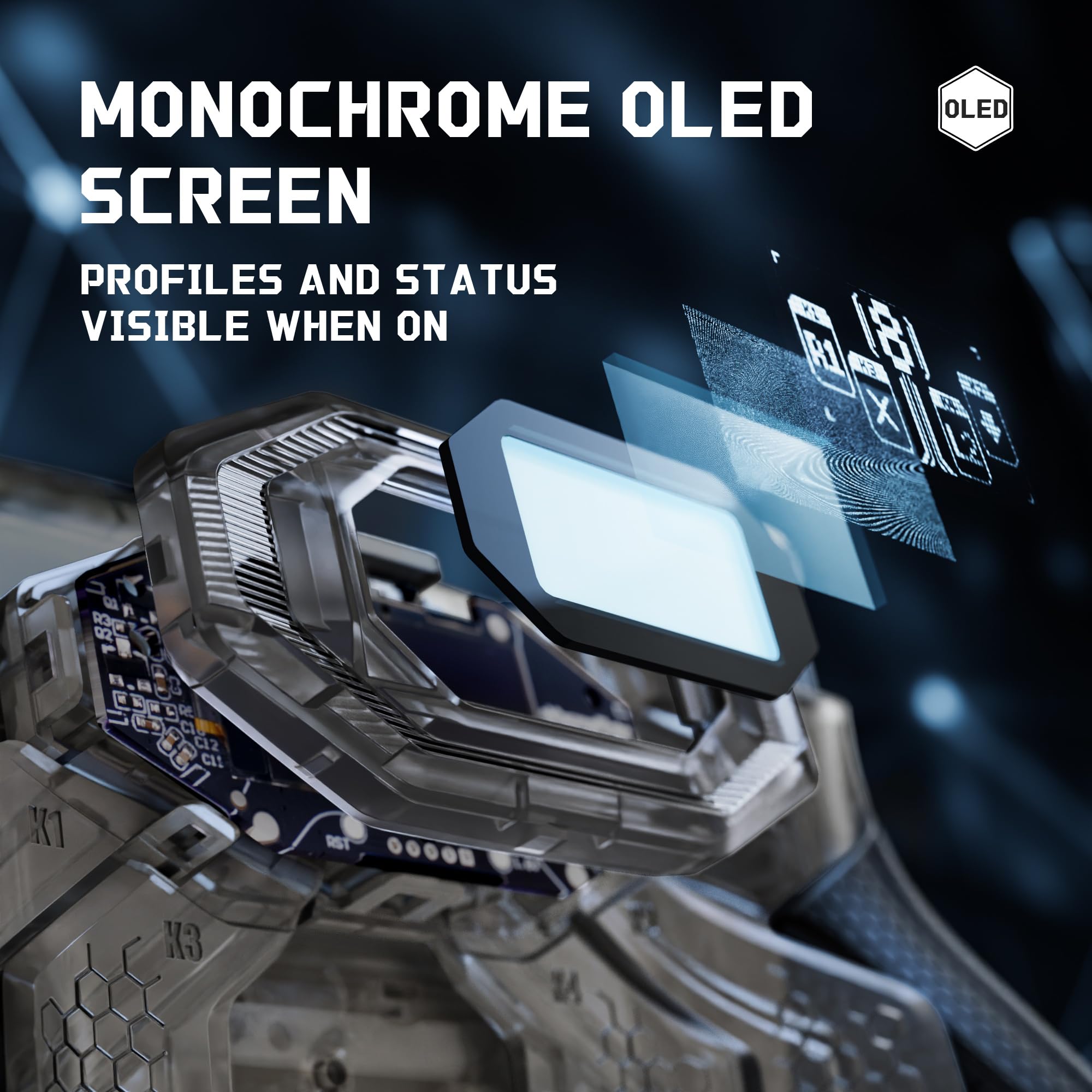 eXtremeRate BEYOND Paddle Rimappabili per ps5 Edge Controller, Display OLED, Cover Grip Ergonomici, 4 Tasti Posteriori Palette Remap Kit Accessori per ps5 Edge Joystick, Trasparente Nero&Nero