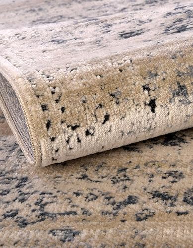 Miniatura 5 de Unique Loom Chateau Collection - Alfombra de área - Hoover (5 pies 1 pulgada redonda, azul oscurobeige)