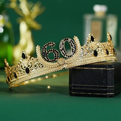 Miniatura 2 de Corona de rey de cumpleaños número 60 y banda de rey de cumpleaños, regalos de cumpleaños 60 para hombres, decoración de fiesta de cumpleaños para