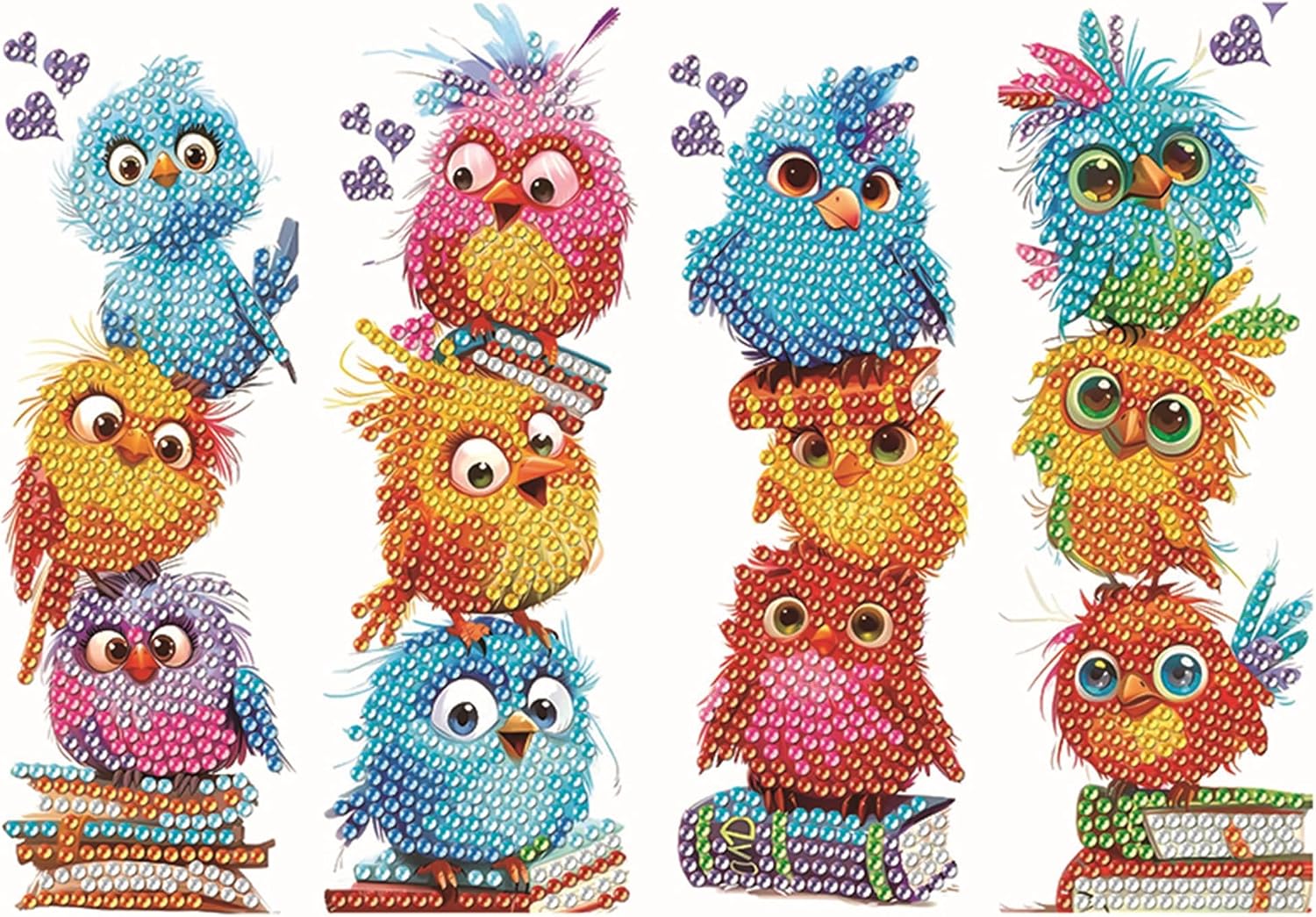 4pcs Bird Diamond Art Bookmarks,Diamond Painting Bookmarks Kits for Adult,DIY Gem Art Small Crafts with Rhinestone Tassel,Paint by Diamonds for Graduation Birthday Reader Gifts. (Bird)