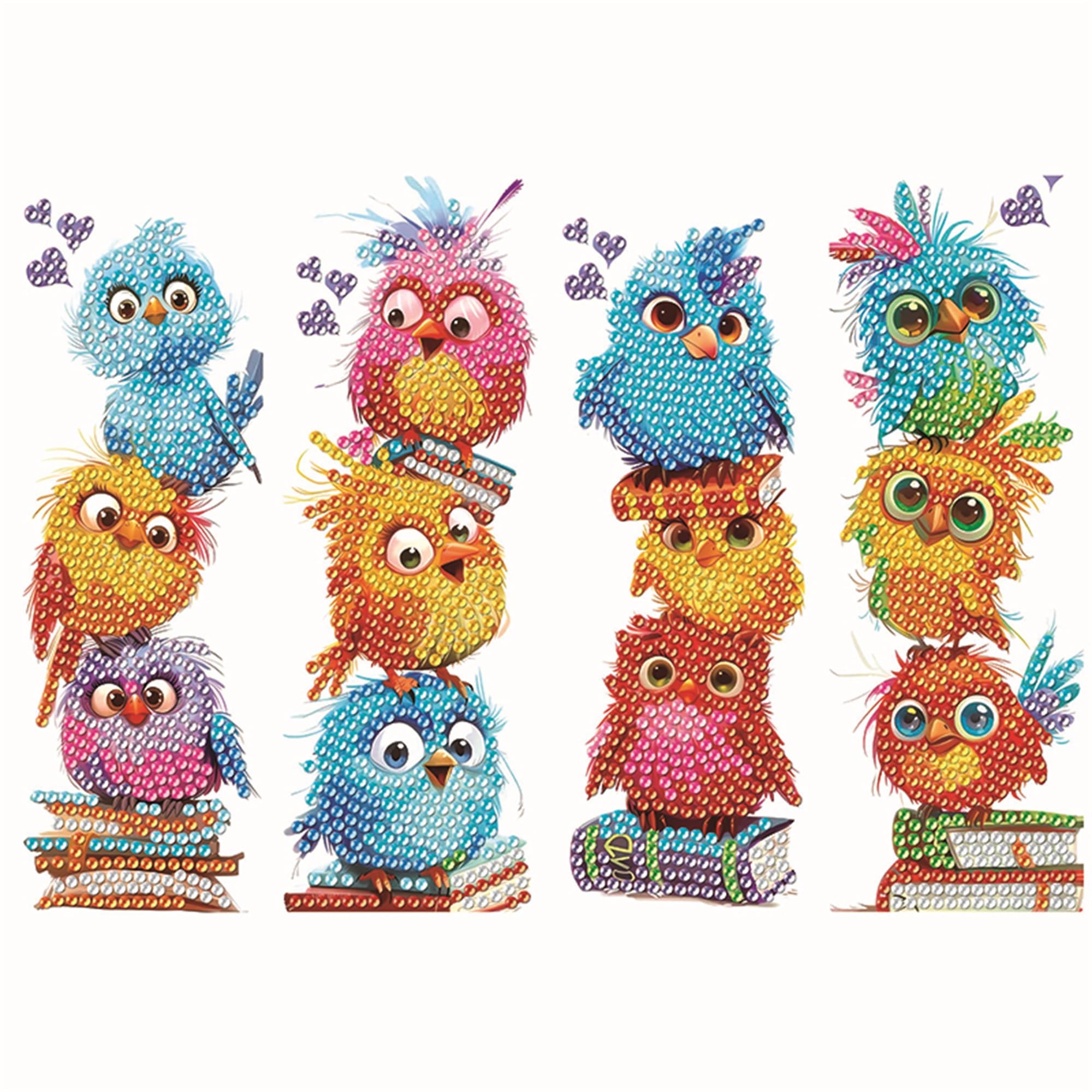 4pcs Bird Diamond Art Bookmarks,Diamond Painting Bookmark Kits for Adult,DIY Gem Art Small Crafts with Rhinestone Tassel,Paint by Diamonds for Graduation Birthday Reader Gifts (Bird)