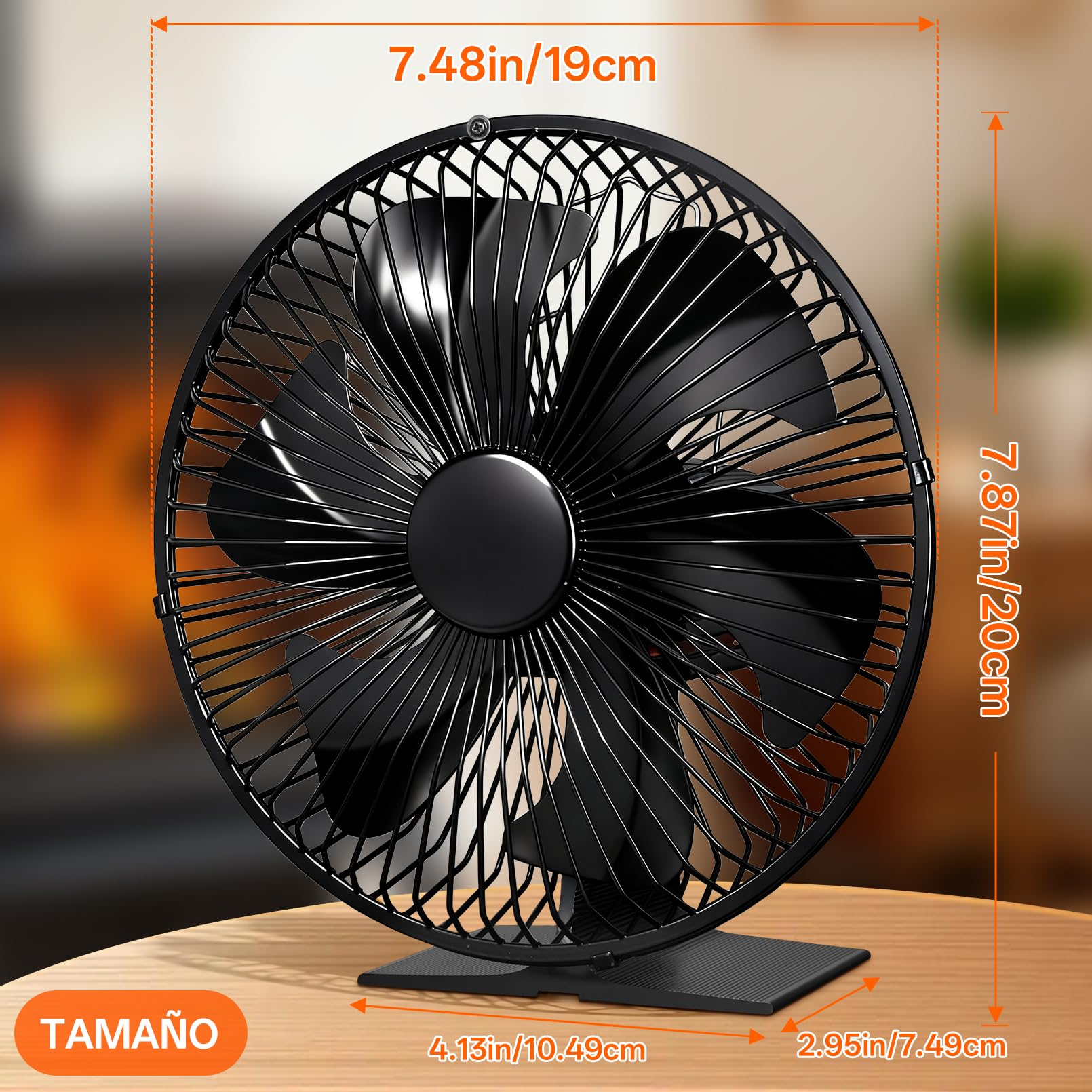 JossaColar Ventilador para Estufa y Chimenea con Rejilla de Protección | Ventilador de 6 Aspas para Tubos de Estufa | Ventilador para Chimenea sin Electricidad