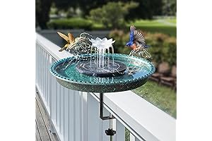 Deck Mounted Bird Bath with Fountain,Solar Powered Water Fountains for Hummingbirds