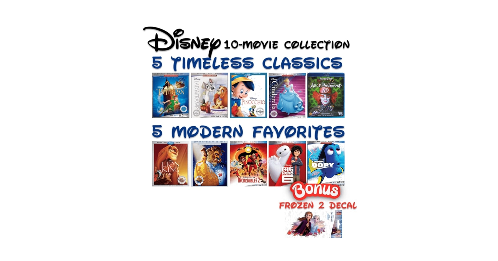 Amazon.com: Disney 10-Movie Classic & Modern Blu-ray + DVD