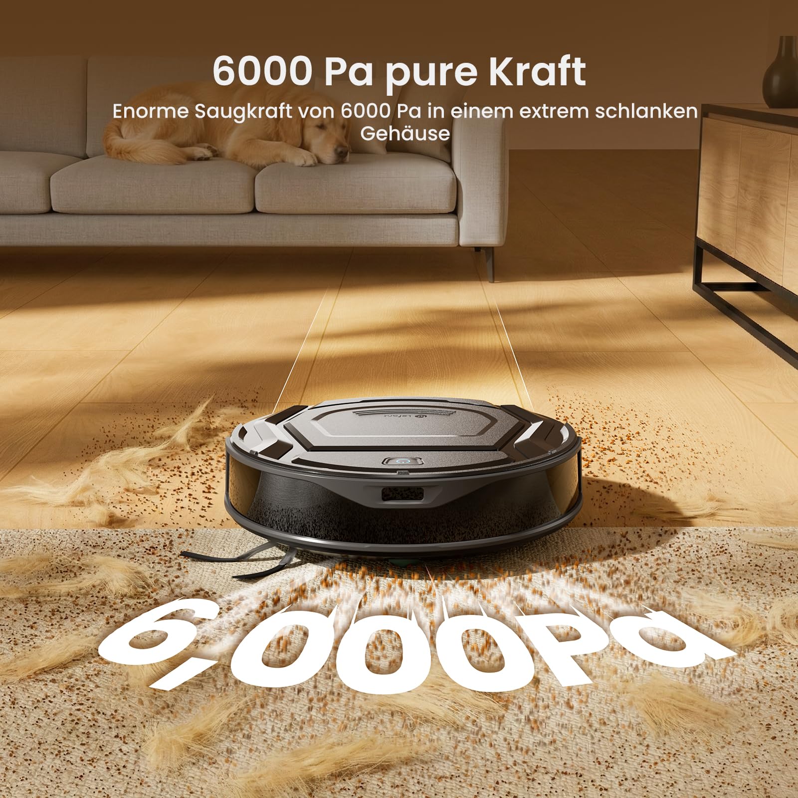 Lefant M210 Plus Robotstaubsauger mit 6000Pa Saugkraft | Wischfunktion​& 2L Selbstentleerung, Saugroboter mit PSD Hindernisvermeidung, Teppicherkennung, Sperrzonen​& Kartierung,
