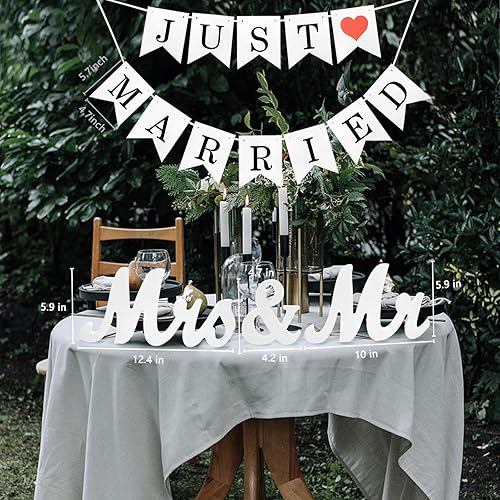 Vista 68 de Letras de madera de Mr & Mrs para mesa de boda, decoración de mesa dorada grande con el señor y la señora cariño, letrero de madera de señor