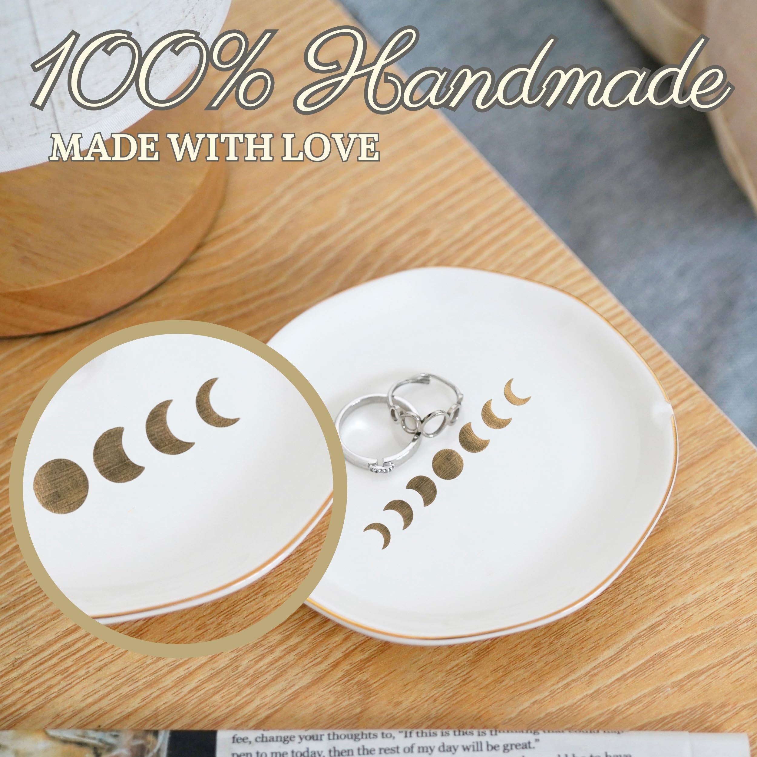 InnoBeta Witchy Gifts for Women, Moon Gifts Ceramic Jewelry Tray Decorative Trinket Dish for Rings Earrings Necklaces Bracelet Watch Keys