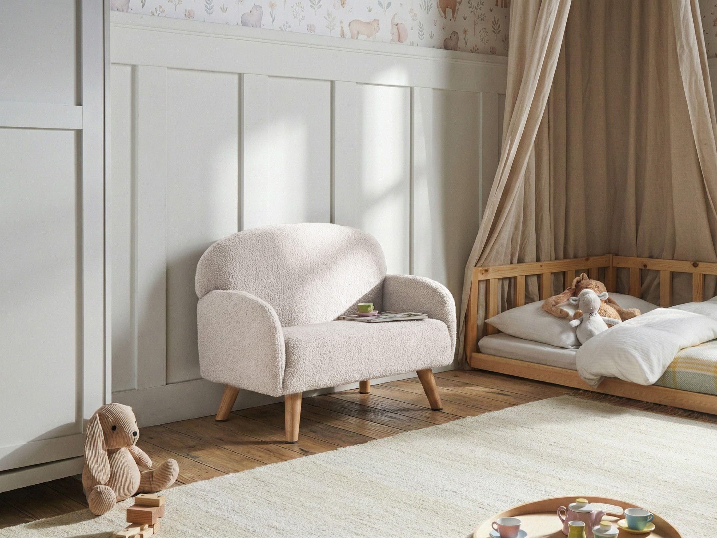 Sofa dziecięca dla dziecka kanapa do pokoju dziecięcego boucle beżowa Ottal