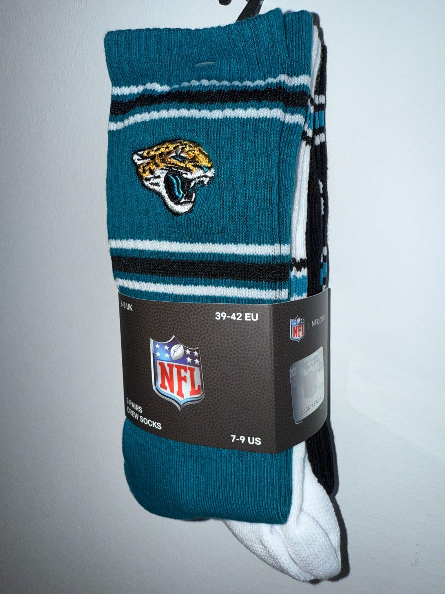JACKSONVILLE JAGUARS 3pk Crew Socks - TEL/WHT/BLK - 43/46
