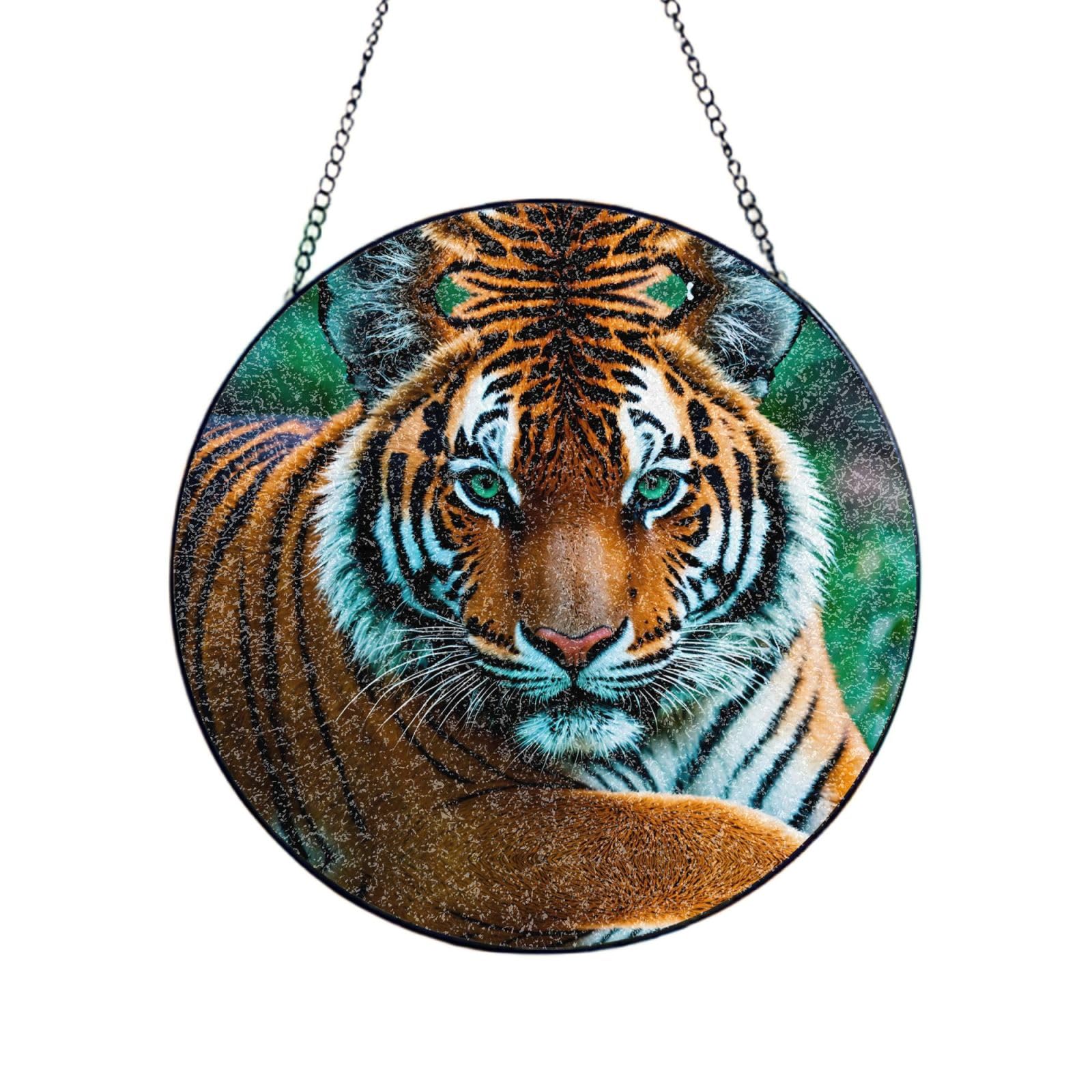 Poezjzw Stained Glass Window Hanging - Tiger'S Gaze Sun Catcher For Door Garden Home Decor Christmas Mother'S Day Birthday Gifts 6in（15cm）