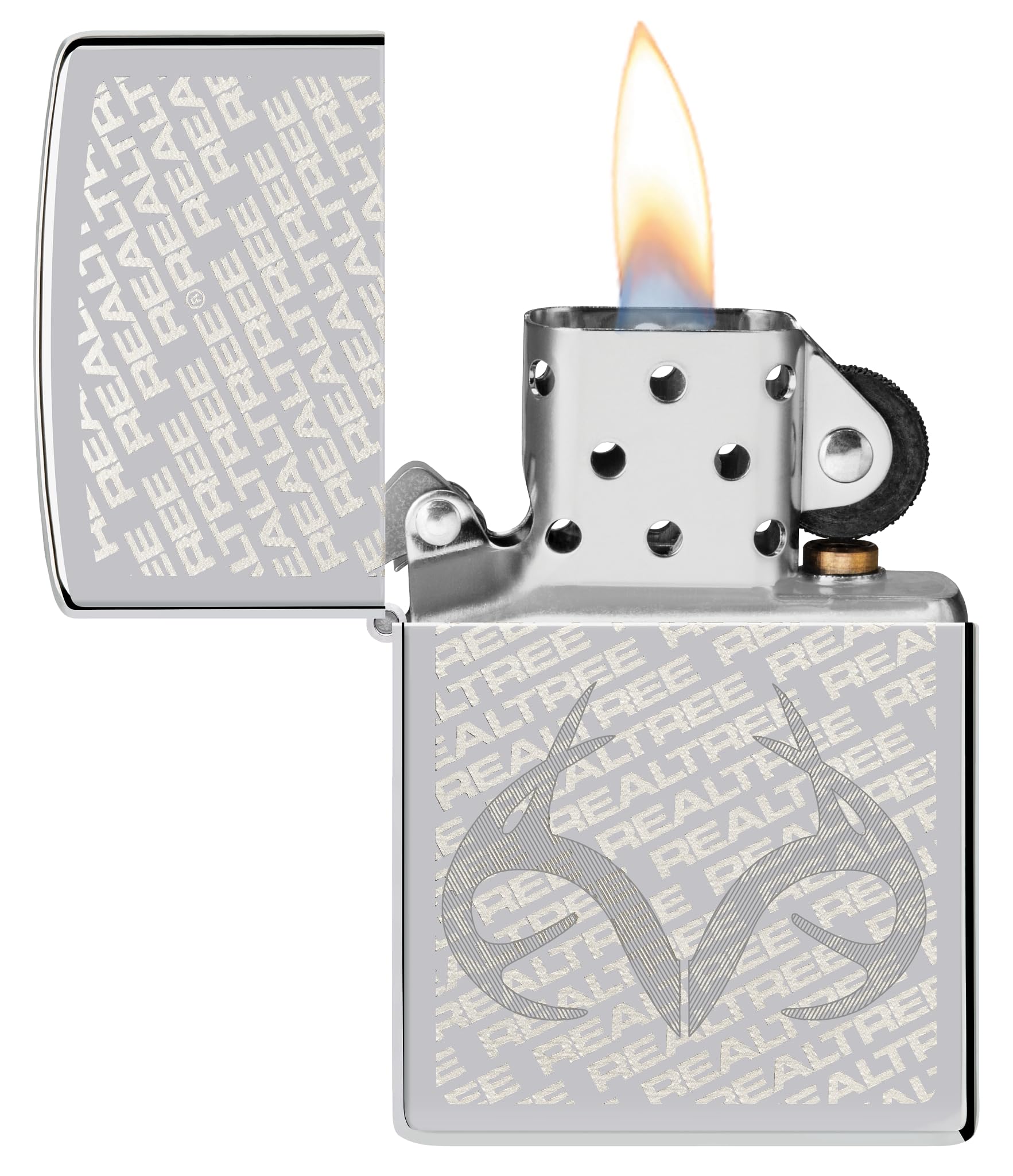 Zippo Realtree Zapalniczka Sztormowa, Laserowe Grawerowanie, Wielokrotnego Użytku, Wiatroodporna, Pudełko na Prezent, Chrom, USA
