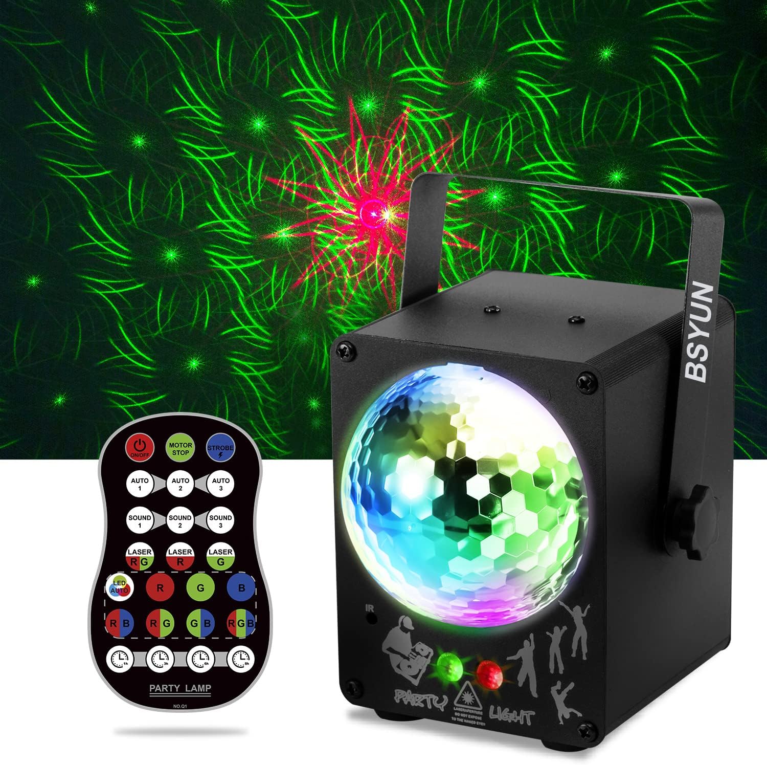 Disco Ball Lights, BSYUN RGB LED Sound Activated Party Light DJ Disco Lights Strobe Party Light for Home Dance Rave Club
