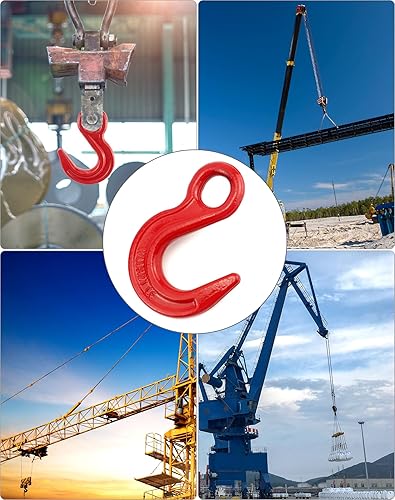 Miniatura 2 de QWORK Gancho de elevación de gran apertura de acero aleado, paquete de 2 ganchos de elevación de grúa de carga fuerte de 6600 libras, fácil de