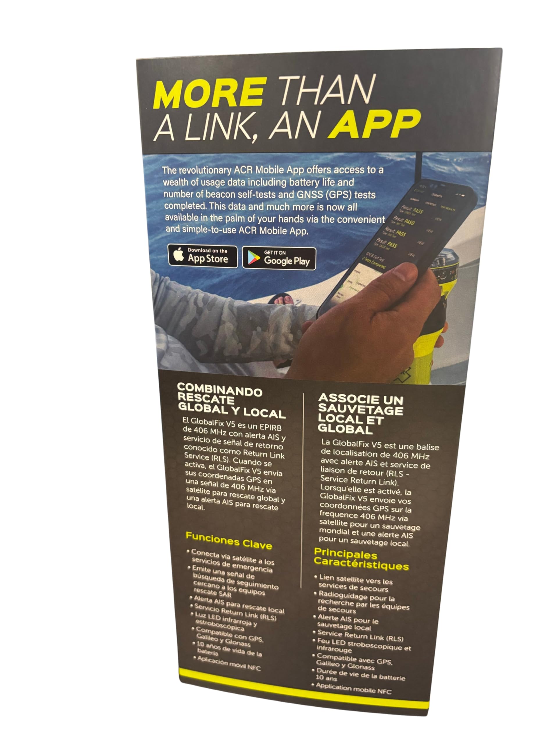 ACR GlobalFix V5 AIS EPIRB – Dispositivo di Localizzazione d’Emergenza GPS Globale, Servizio di Conferma di Ricezione, AIS Locale e Satellitare, App Mobile e Staffa a Rilascio Automatico