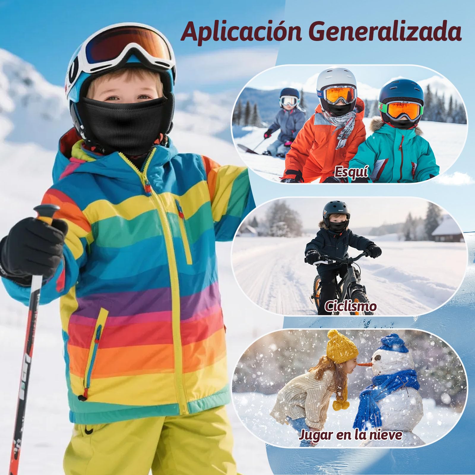 ZOCONE Pasamontañas Niños Forro Polar Pasamontañas Térmico de Invierno Niñas Balaclava Invierno Moto Niños Máscara de Esquí Ciclismo Prueba de Viento Gorro Termico Multifunción