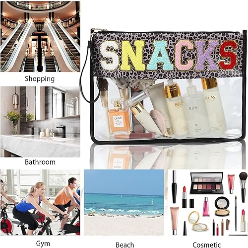 Miniatura 2 de Monograma claro estadio Carta bolsas Chenille Carta Multi-propósito PVC Bolsas transparentes Bolso transparente Bolsas de playa Snack Maquillaje