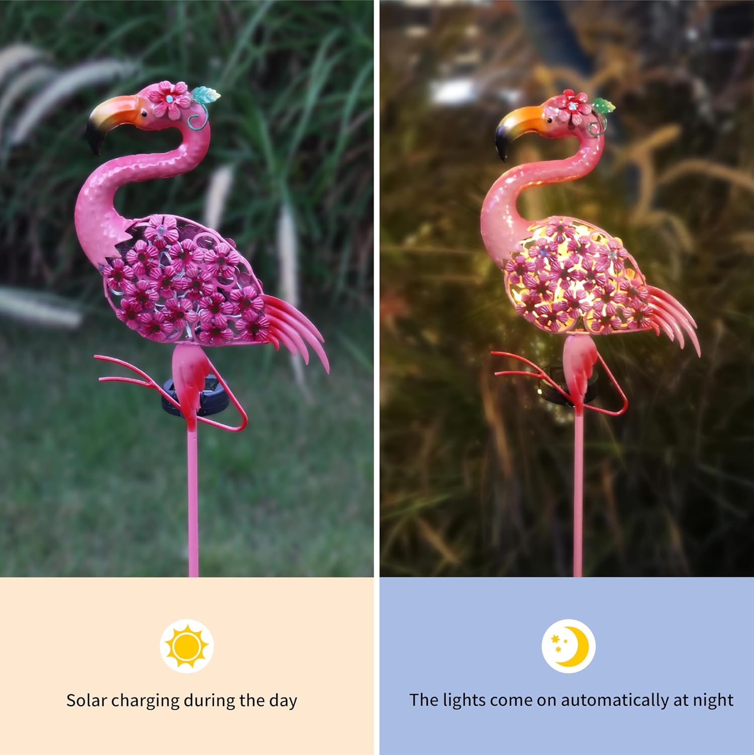 Flamingo Solar Garden Decor,Yard Art Decorations Outdoor Gifts for Women Mom Grandma,30 LED Waterproof Garden Decor for Outside Patio Lawn Balcony Backyard Decorations