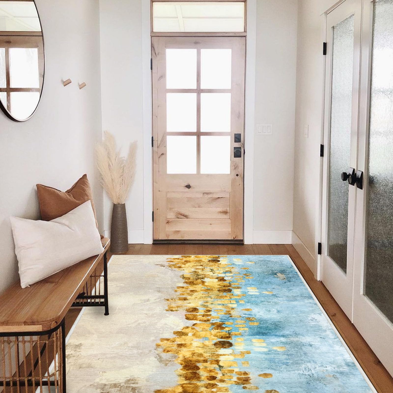 PENFHF Runner Rug Washable 2x6 FT, Non Slip Rubber Backing Abstract Carpet, Soft Area Rugs for Bedroom Kitchen Hallway Entryway Bathroom, Customized