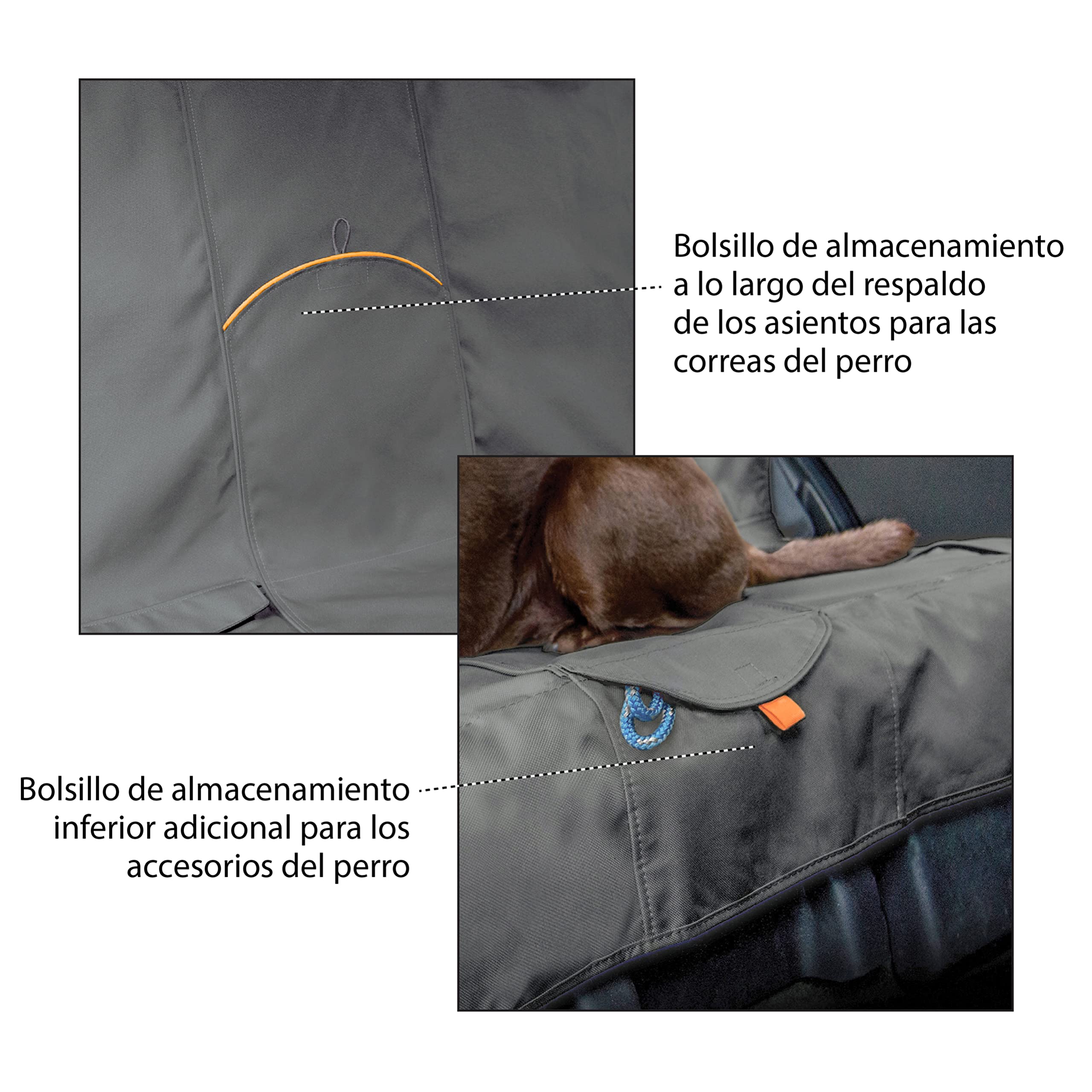 Kurgo Wander - Funda de Asiento de Coche para Perros, Protector de Asiento para Macotas, Ajuste Universal - Negro