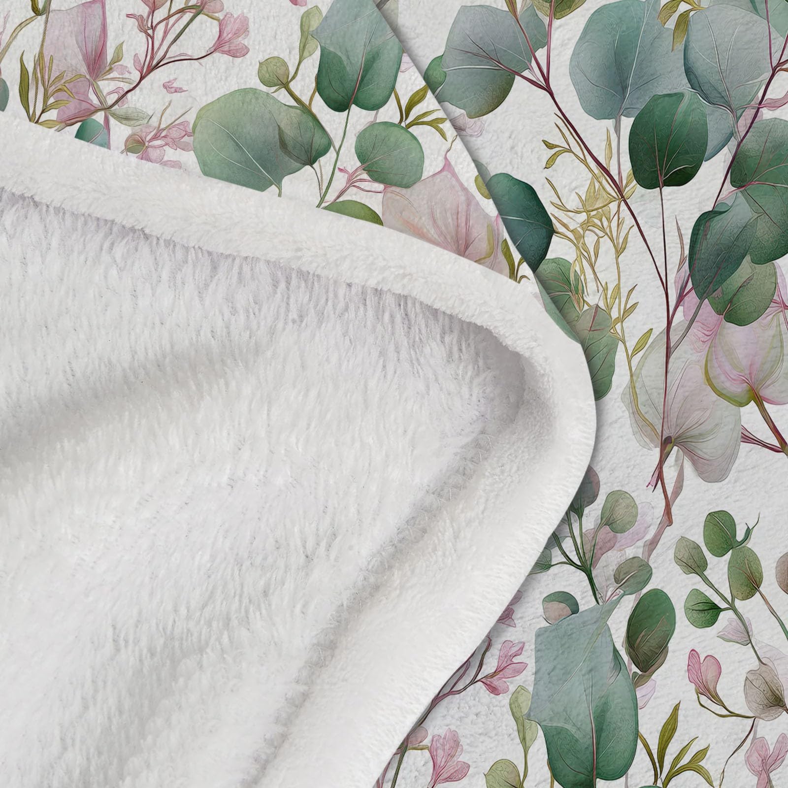 Verde Coperta in Pile di Flanella 200 x 220 cm - Acquerello Viti Fiori Morbida e Accogliente, Plaid Stampato per Divano Letto o Viaggio