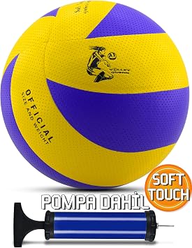 Telvesse Bonding Volleyball Ball Pump Set Soft Touch Indoor-Outdoor Suitable 8 Panel Blue 280 Gram