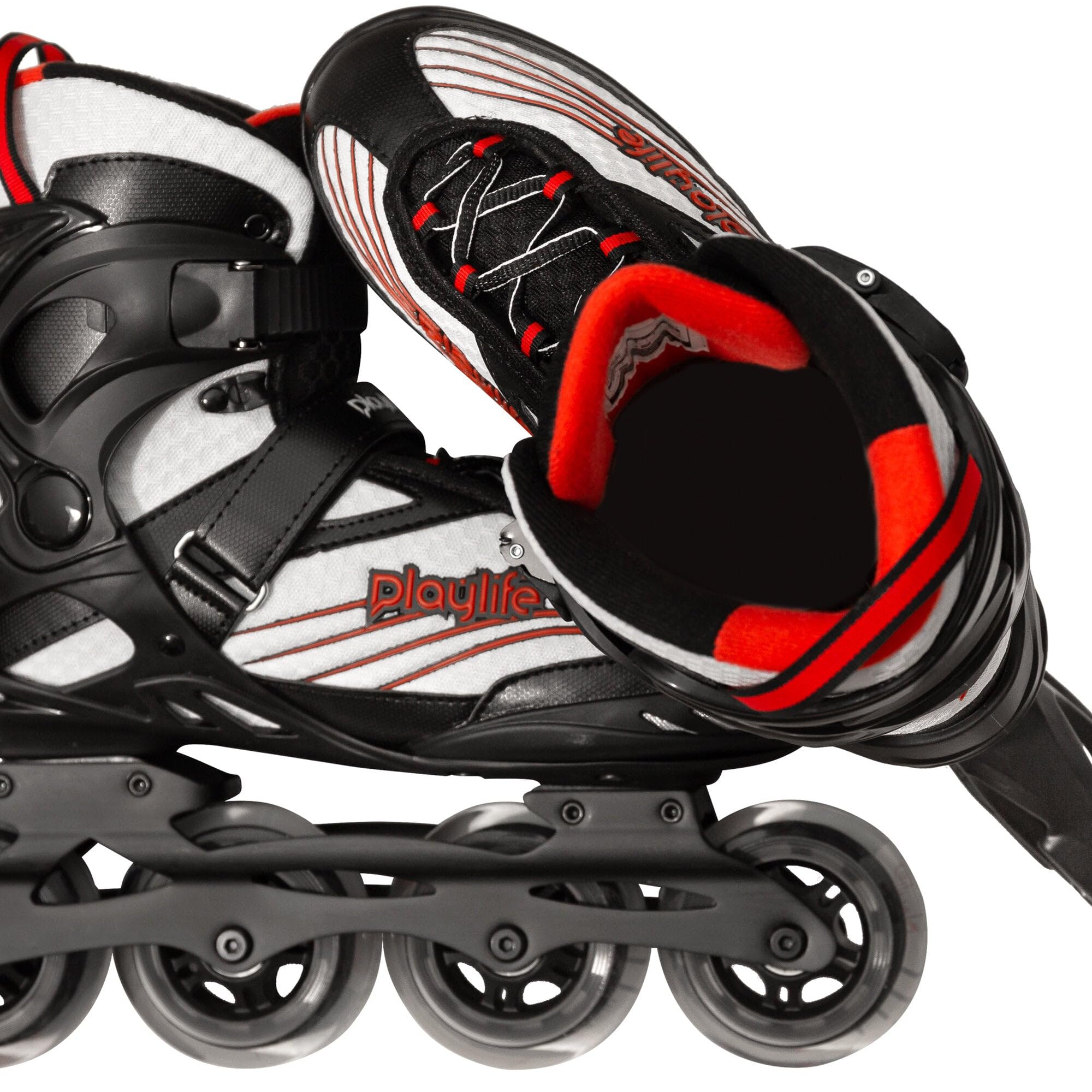 Playlife Patines en línea Flyte Black 84, negro/blanco, unisex, para hombre y mujer, ruedas de 84 mm/82 A, rodamientos ABEC 7, n.º 880267