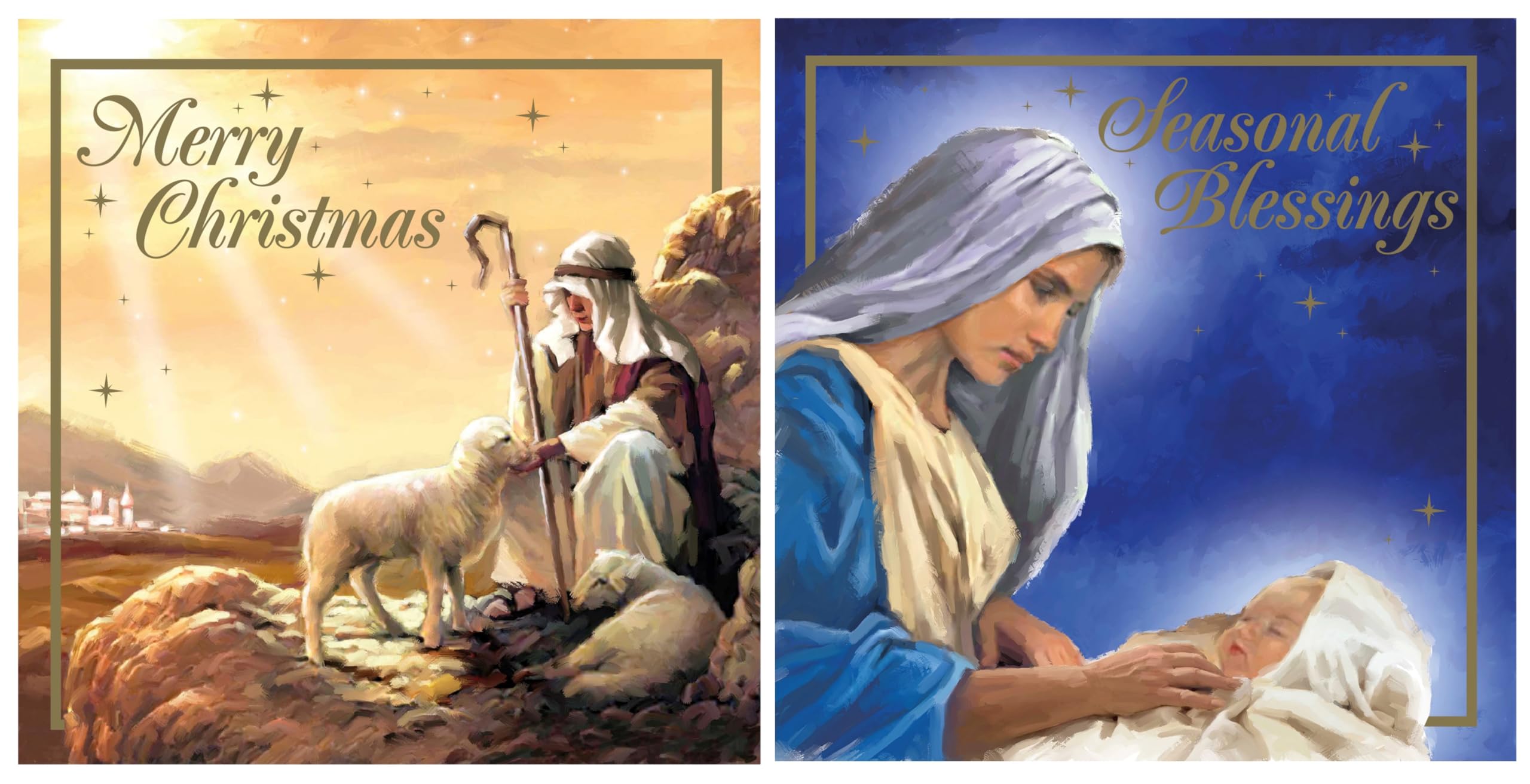 JBH Creations Jesus & Mary Christmas Cards - Pack Of 24 Religious Holiday Greetings