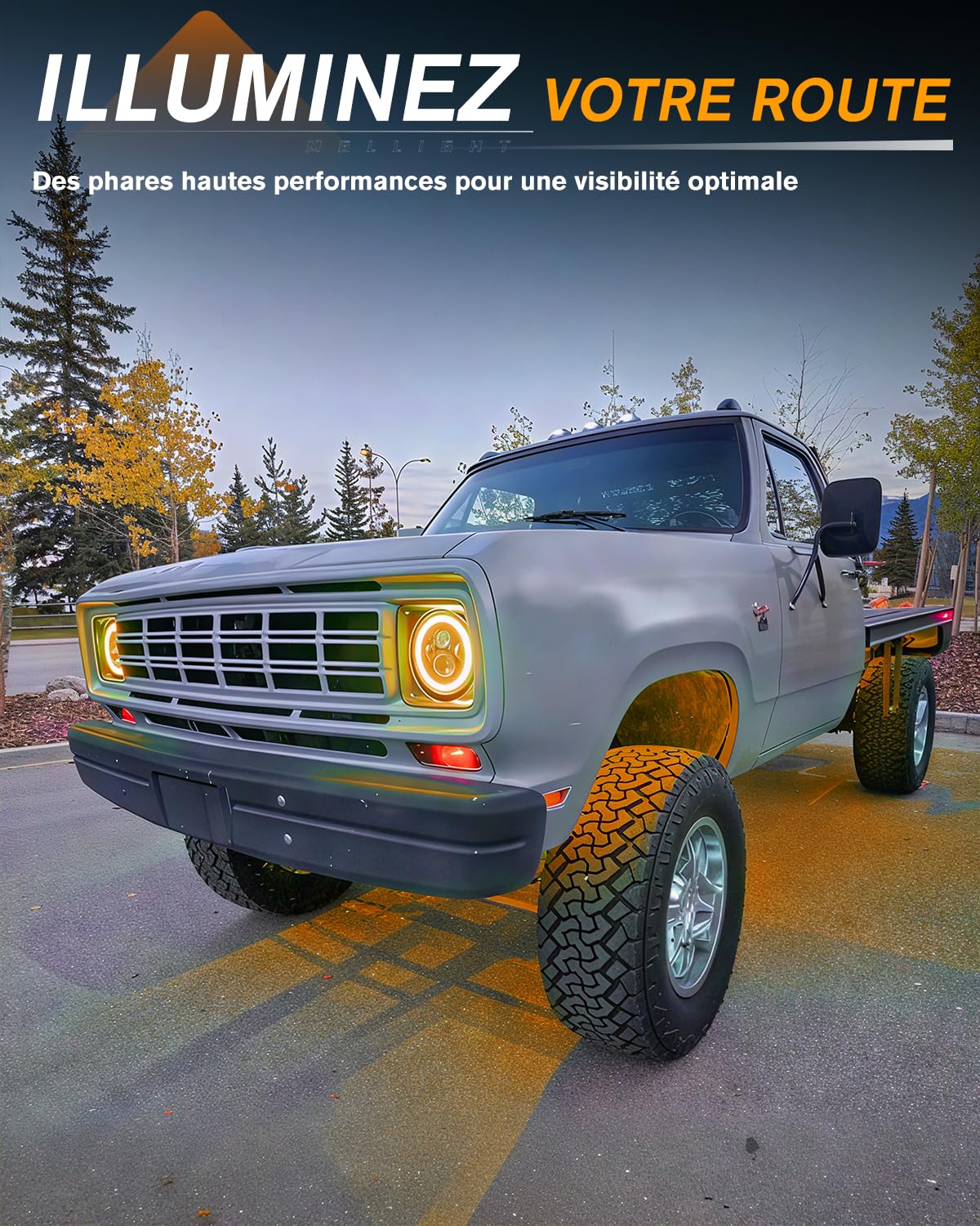 CO LIGHT LED 7 pouces Rond Phare, Blanc Ambré DRL, Blanc HI LO Beam pour Off Road Wrangler JK TJ LJ CJ H2, 6000K 12V/24V