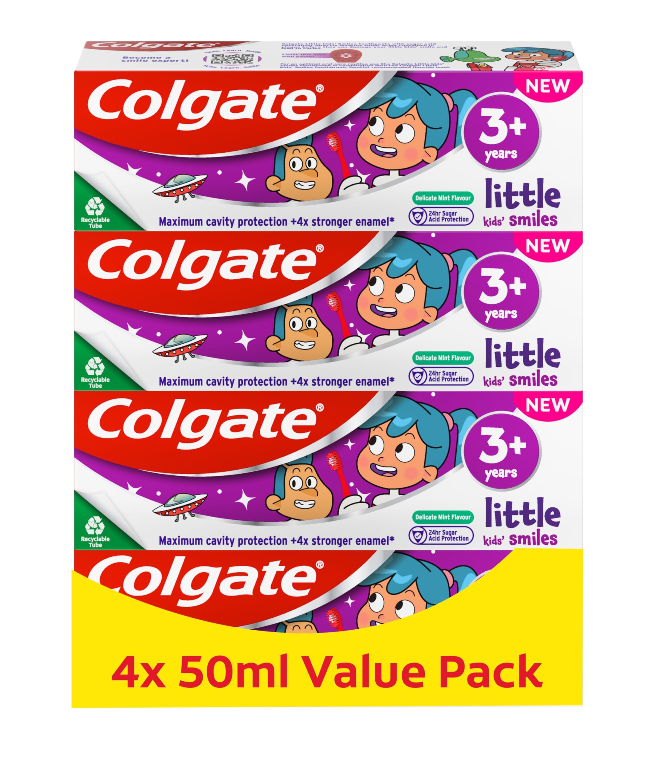 Kids Toothpaste Multipack 3+ Years – Gentle Toothpaste for Kids – Contains Dentist-Recommended Level of Fluoride – Maximum Cavity Protection – 4X Stronger Enamel*