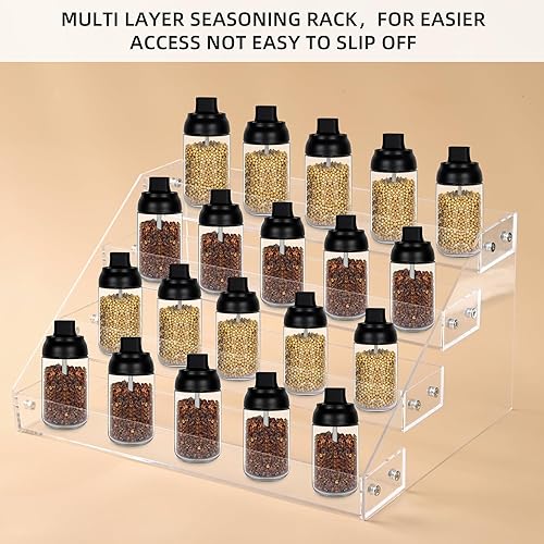 Miniatura 7 de Soportes de exhibición de acrílico de 12 pulgadas Estante de exhibición de acrílico transparente de 4 niveles, doble cara utilizable, organizador