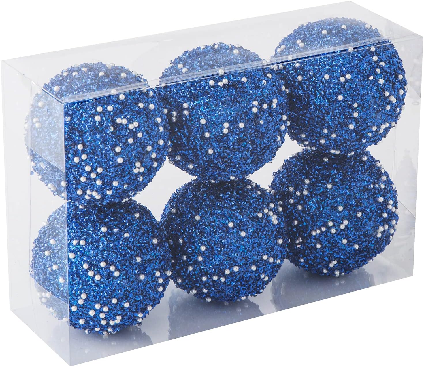 Sapphire Blue Christmas Ball Ornaments,Large Xmas Tree Shatterproof Plastic Hanging Balls for Holiday Party Decorations(100mm/3.94",6CT)