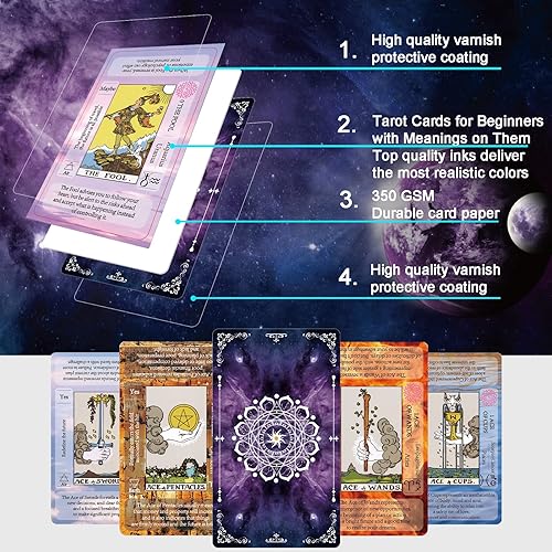 Miniatura 3 de IXIGER Juego de cartas de tarot con libro guía, cartas de tarot para principiantes con significados en ellos, juego de adivinación de cartas de