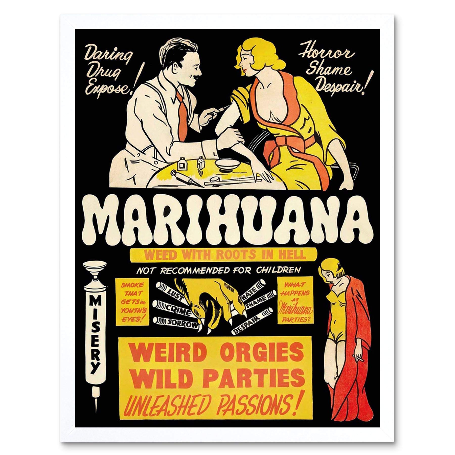 Wee Blue Coo Political Drug Abuse Marijuana Weed Weird Art Print Framed Poster Wall Decor 12X16 Inch