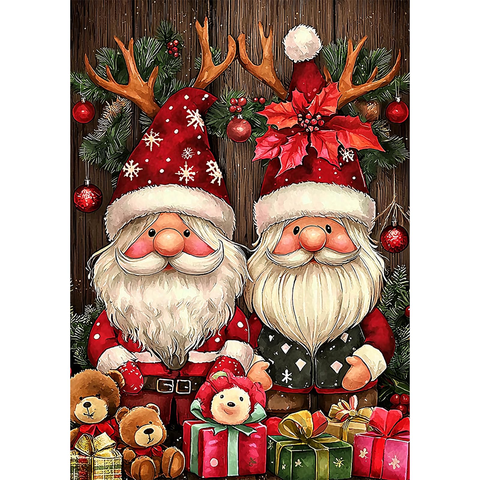 GHHKUD Christmas Gnomes Diamond Painting Kits for Adults, 5D Diamond Art Kits for Adults Beginners, DIY Full Drill Diamond Gem Art Stitch Canvas Painting Pictures for Home Decor, 30 * 40CM