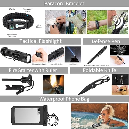 Miniatura 6 de Kit de supervivencia de emergencia y botiquín de primeros auxilios, kit de supervivencia de primeros auxilios para campamento con bolsa Molle para