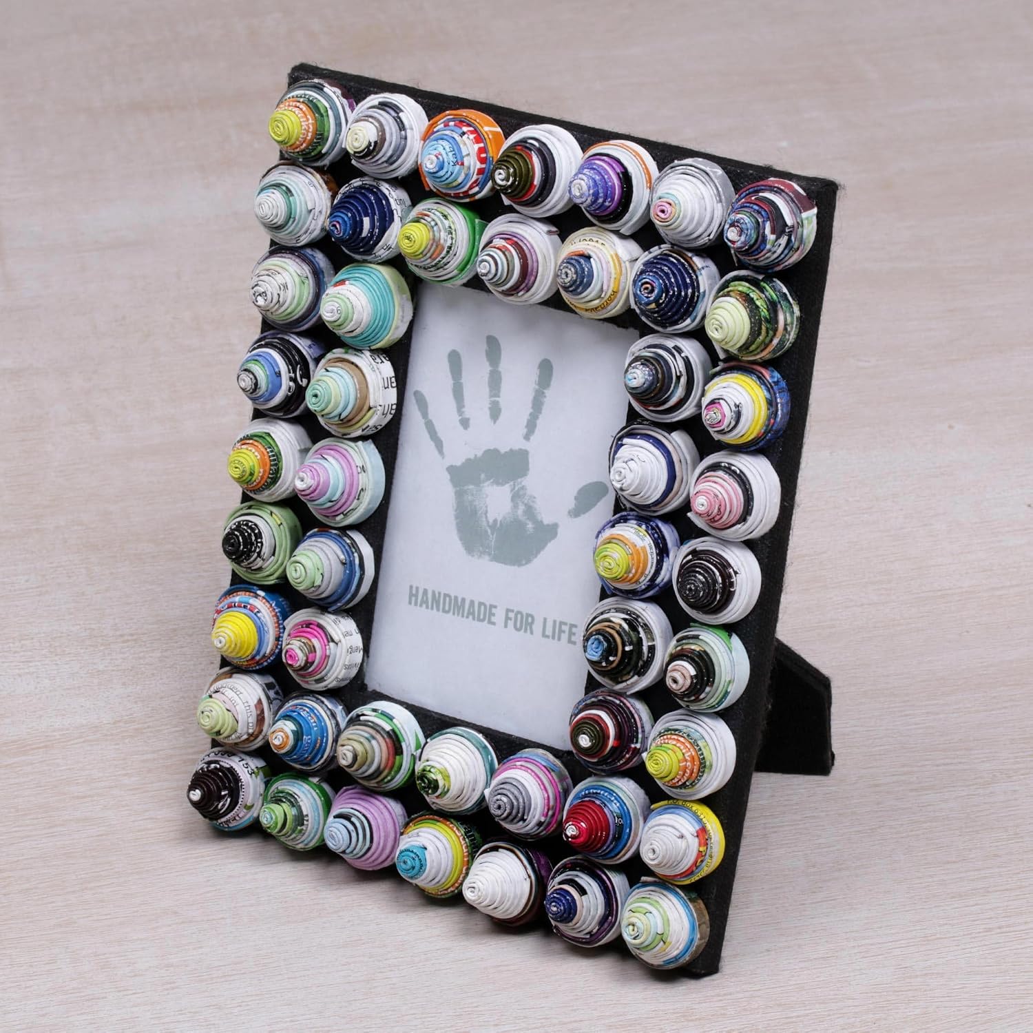 NOVICA Multicolor Glass Paper Eco-Friendly Frame From Indonesia 'Colorful Shrines'