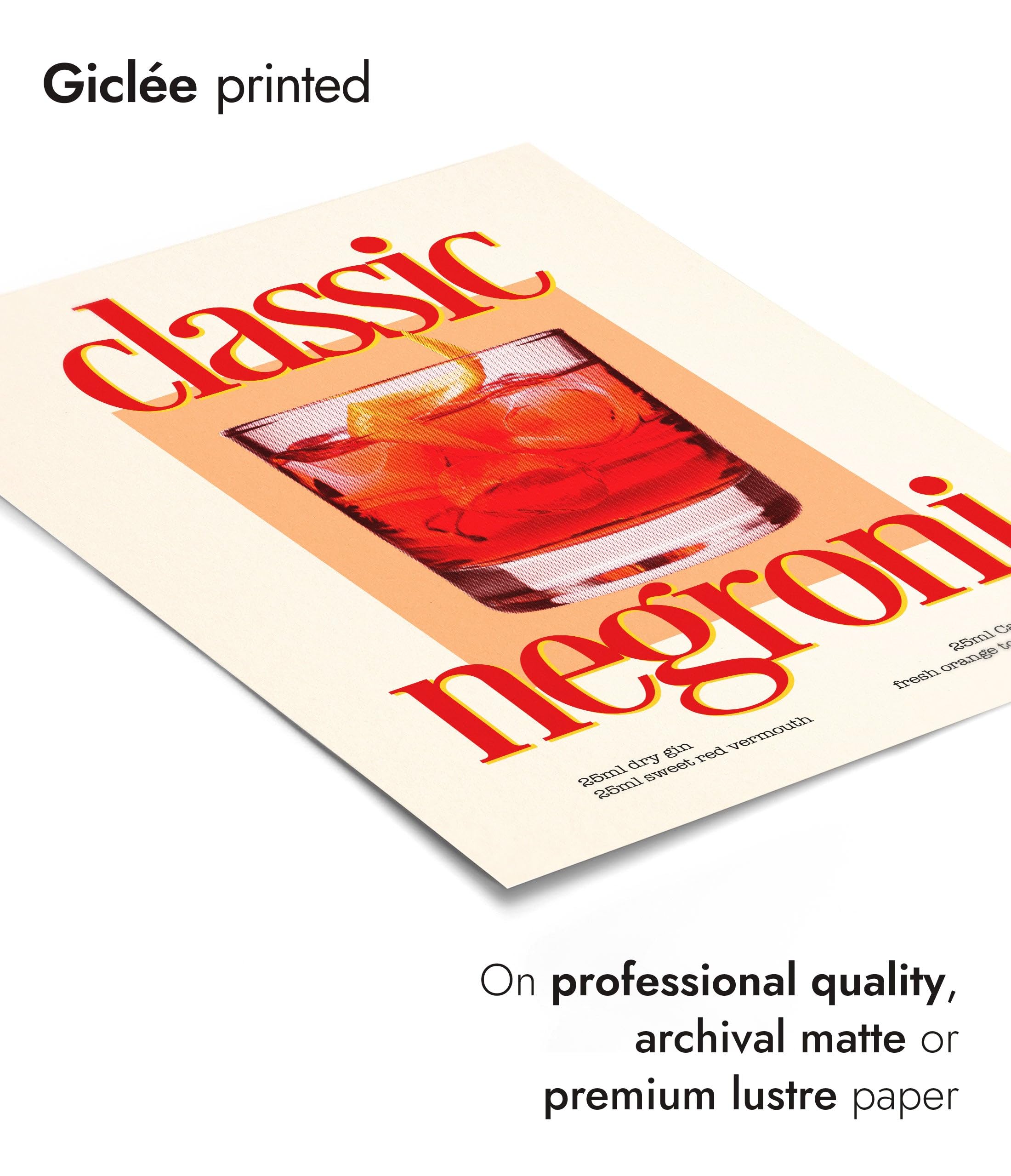 Negroni Print, Cocktail Poster, Framed Drink Wall Art, Modern Kitchen Decor, Drinks Poster, Gift Idea, Archival Matte - Image 3