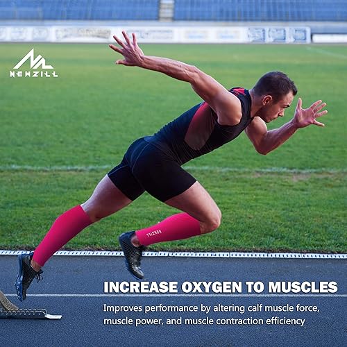 Miniatura 5 de Newzill - Mangas de compresión de pantorrilla (20-30mmHg) para hombre y mujer - Opción perfecta para nuestros calcetines de compresión para correr,