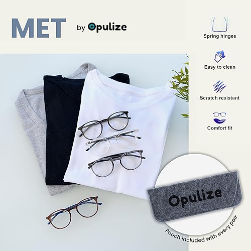 Miniatura 9 de OPULIZE Met BBB60-125 - Paquete de 3 lentes de lectura con bloqueo de luz azul, negro, marrón, morado, para hombres y mujeres
