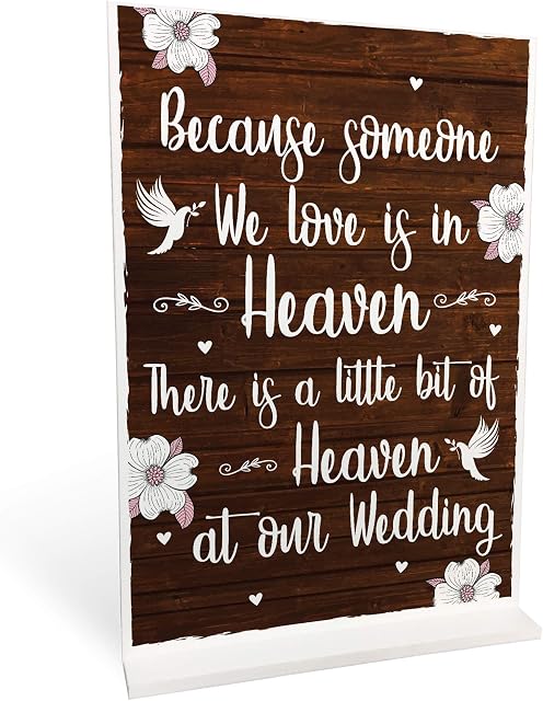 RED OCEAN Wedding In Memory Of Someone In Heaven Remembrance Sign Rustic Free Standing Plaque