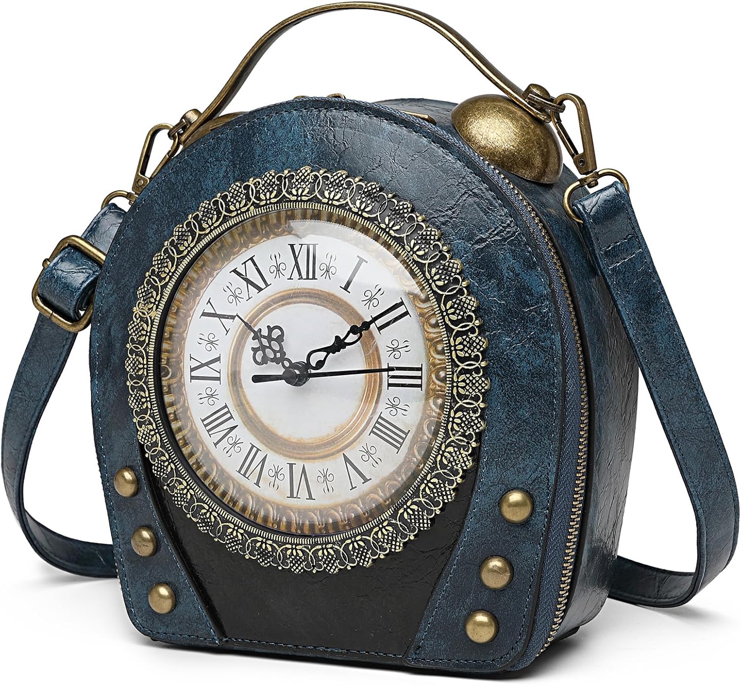 Women PVC Clock Shaped Handbag Crossbody Shoulder Bag Clock Purse - Image 3