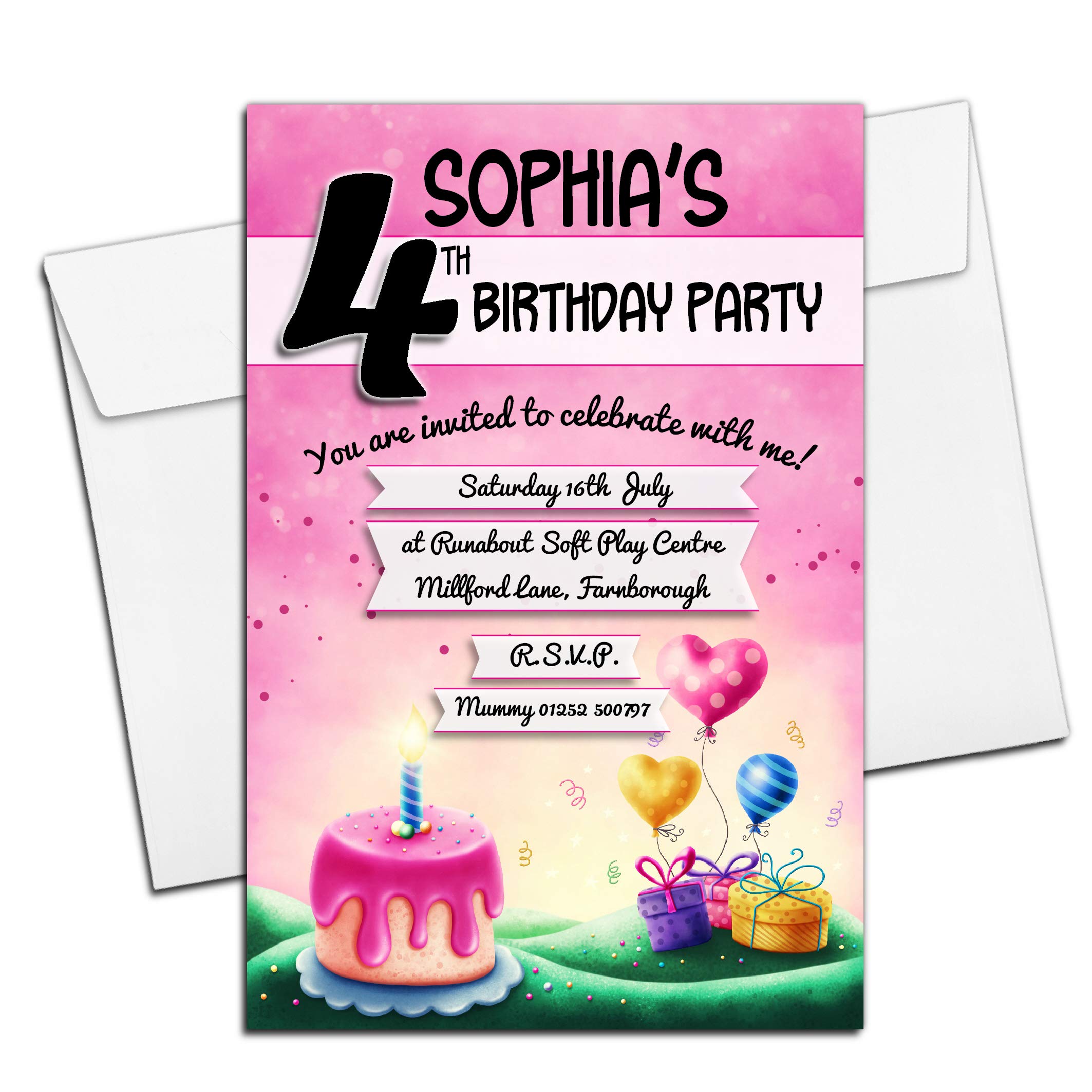 Invite Designs Ltd 10 Personalised Girls Birthday Party Invitations N6 - Any Age 1st 2nd 3rd 4th 5th 6th 7th