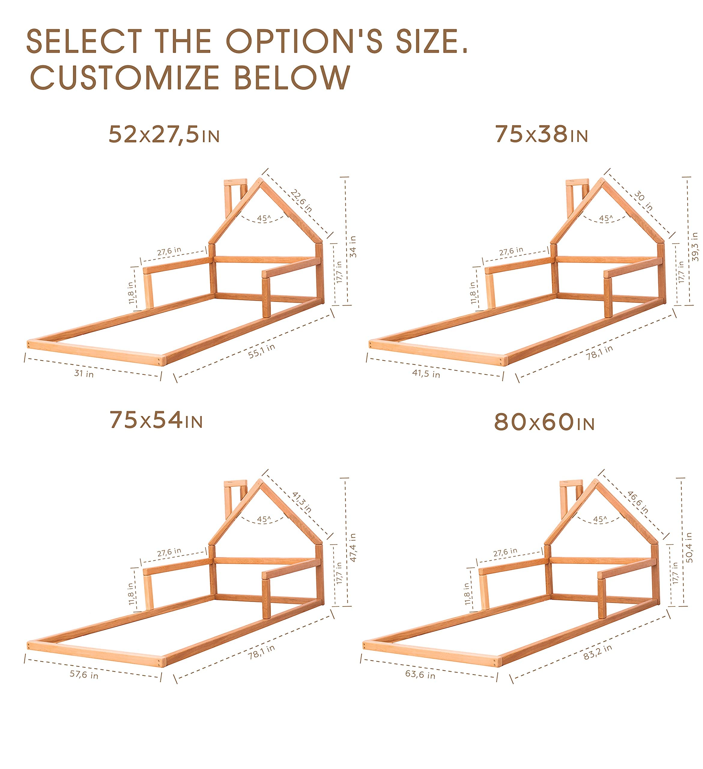 Floor Bed House Frame Toddler Bed Montessori Toddler House Bed