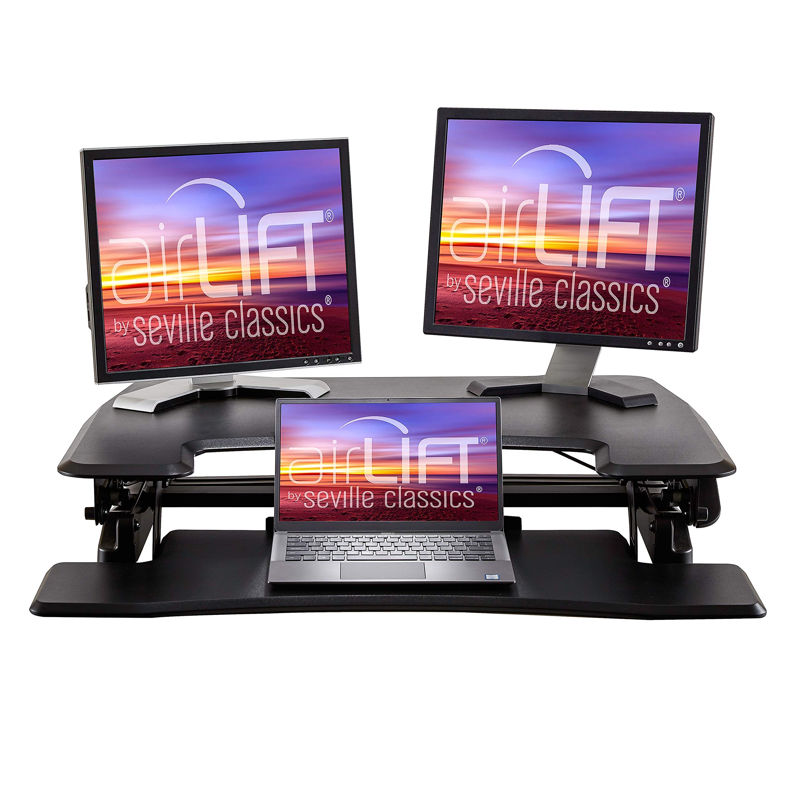 Seville Classics Airlift Height Adjustable Sit Converter Workstation